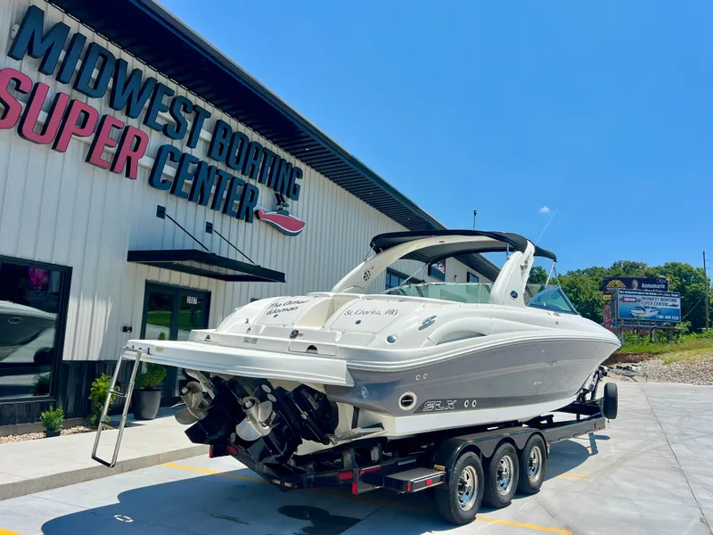 Slide: The Image of 2007 Sea Ray 290 SLX boat on trailer at Midwest Boating Center. - 3