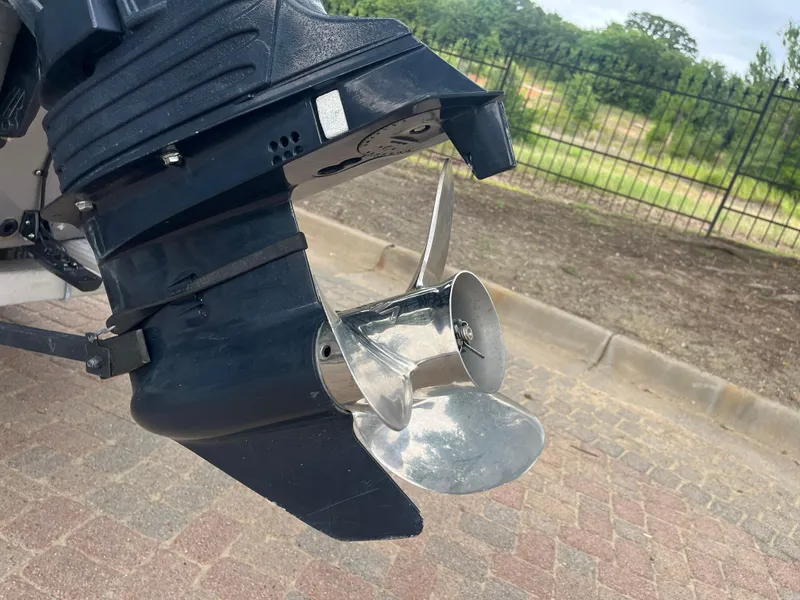 Slide: The Image of Close-up of a 2012 Alumacraft Pro 165 boat motor propeller. - 8