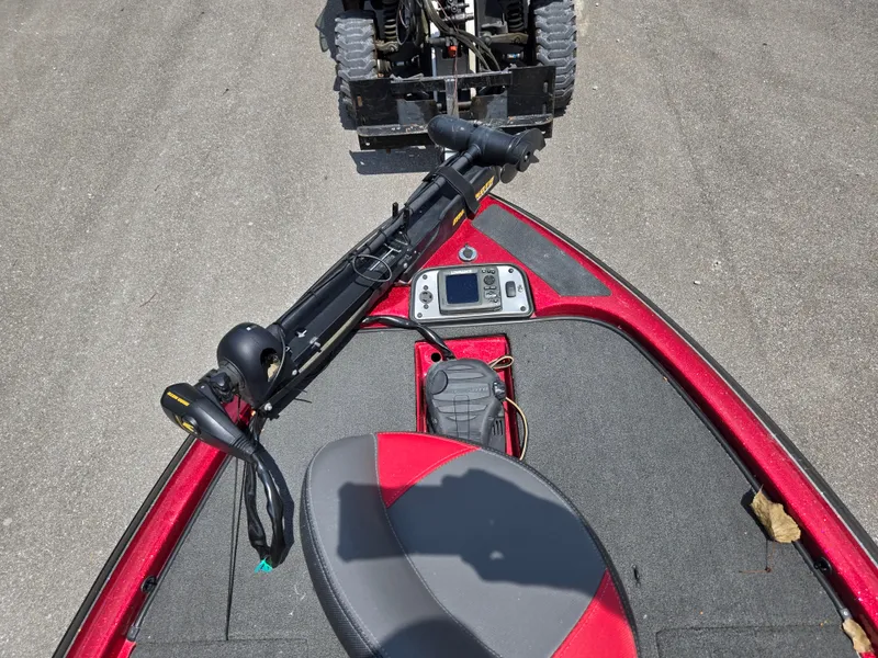 Slide: The Image of 2017 Skeeter TZX 190 boat interior with trolling motor and control panel. - 16