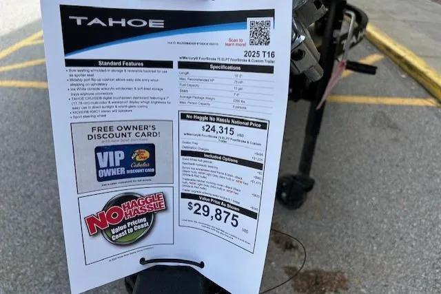 Slide: The Image of 2025 Tahoe T16 price sheet with features, specifications, and no-haggle pricing details. - 64