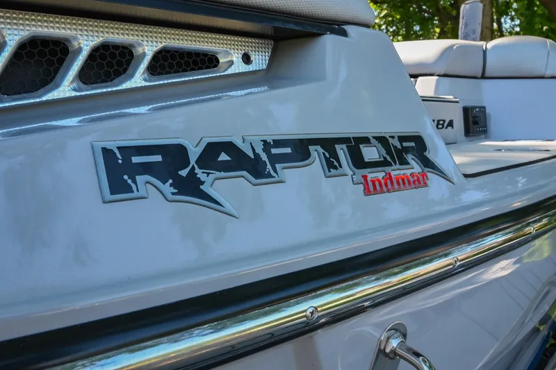 Slide: The Image of 2021 Moomba Kaiyen boat with Raptor Indmar engine branding. - 9