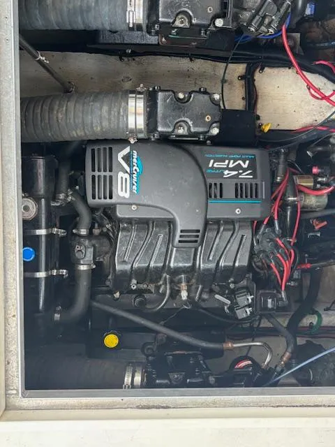 Slide: The Image of Engine compartment of 1998 Cruisers Yachts 3575 Express with V8 engine. - 11