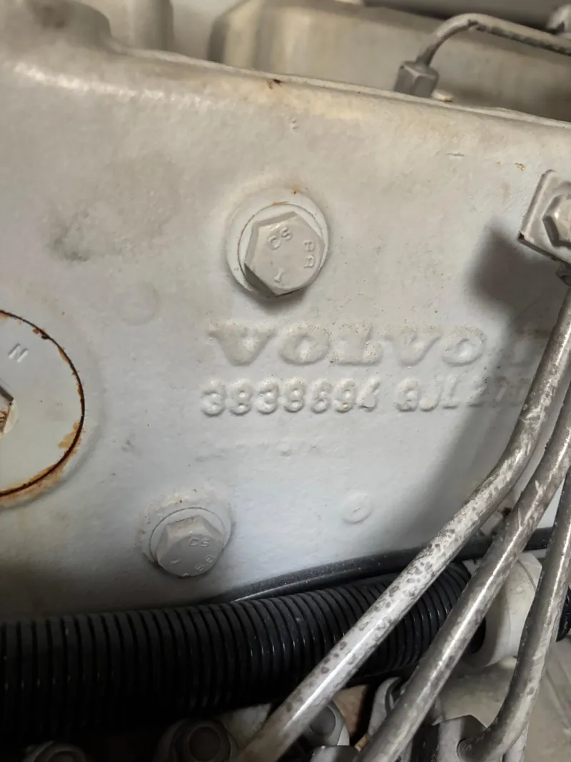 Slide: The Image of Close-up of a Volvo engine part in a 2004 Riviera 4000 boat. - 35