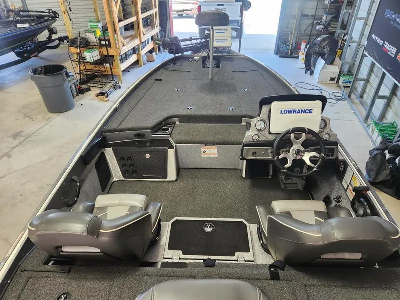 Slide: The Image of Interior of a 2022 Nitro Z20 boat with Lowrance electronics and dual seating. - 6