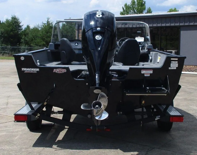 Slide: The Image of 2020 Tracker Pro Guide™ V-175 Combo boat, rear view with outboard motor. - 7