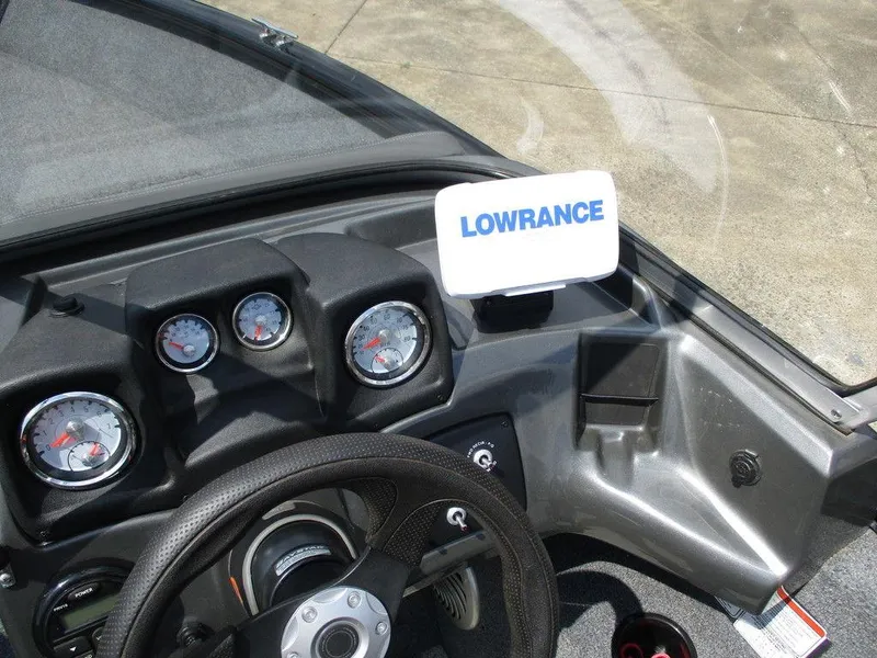 Slide: The Image of 2020 Tracker Pro Guide V-175 Combo dashboard with Lowrance display and gauges. - 8