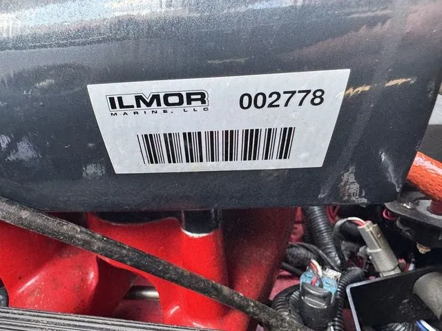 Slide: The Image of Ilmor Marine engine label on 2012 MasterCraft X-35 boat, showing barcode and serial number. - 41