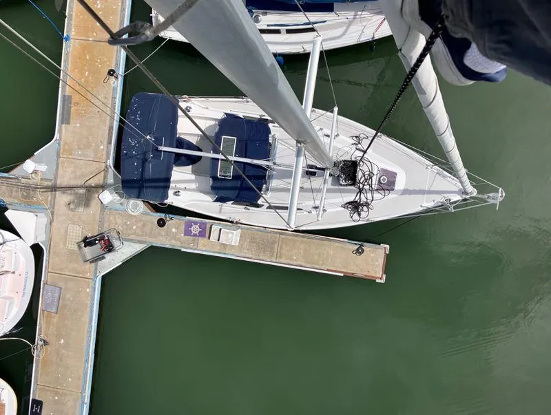 Slide: The Image of Aerial view of a 1993 Catalina 34 MK 1.5 sailboat docked at a marina. - 17