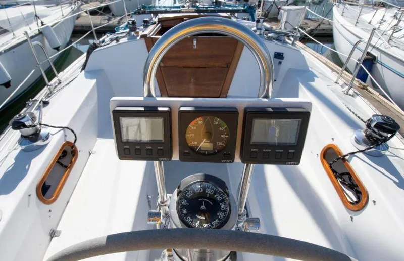 Slide: The Image of Cockpit view of 1993 Catalina 34 MK 1.5 sailboat with navigation instruments. - 19