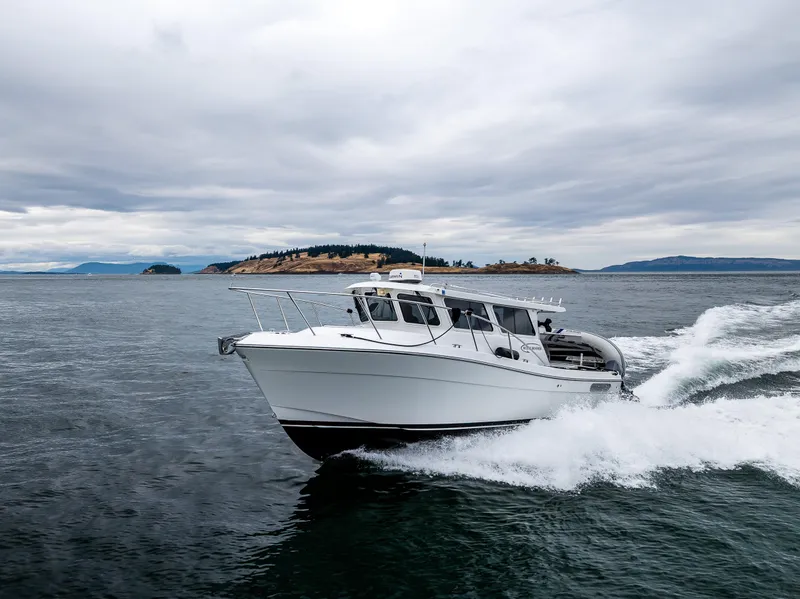 Slide: The Image of 2016 Lindell Ocean Roamer cruising on open water under cloudy skies. - 3