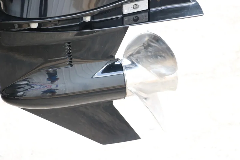 Slide: The Image of Close-up of a 2022 Crest Classic Fish 220 boat propeller. - 34