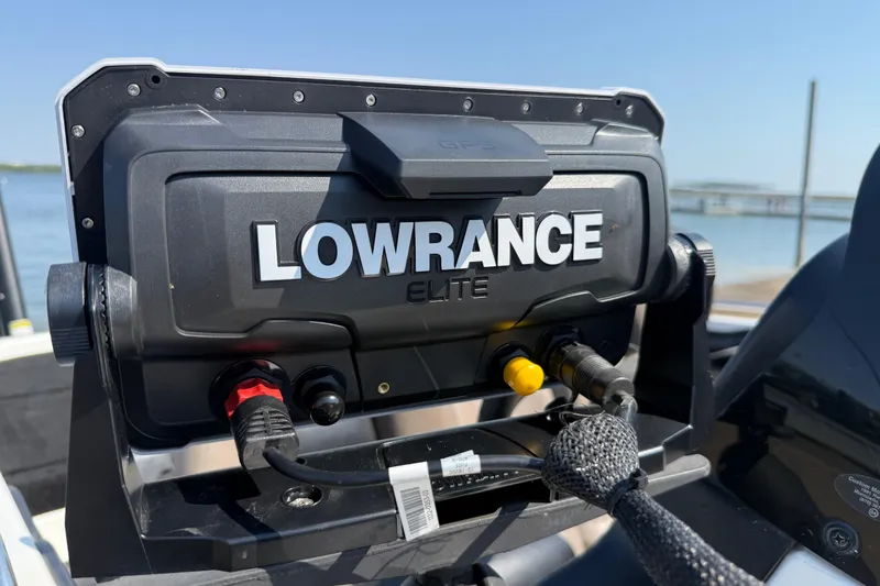 Slide: The Image of Lowrance Elite GPS on 2004 Skeeter ZX250 boat, close-up view. - 29