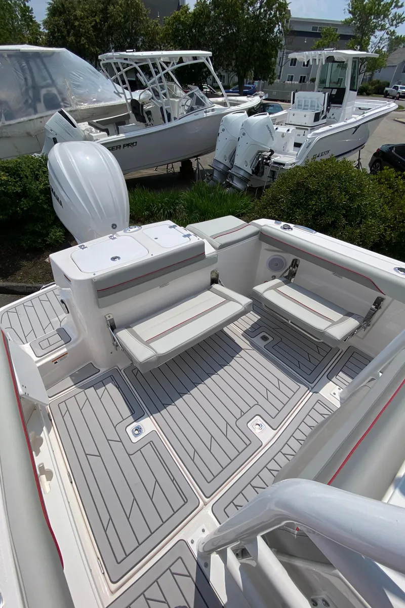 Slide: The Image of 2025 Solara S-250 CW boat interior with foldable seating and modern design. - 7