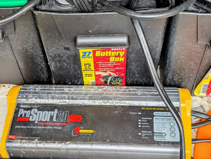 Slide: The Image of ProMariner ProSport 20 Plus battery charger and battery box on 1997 Bayliner 2859 Ciera Express. - 17