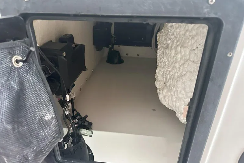 Slide: The Image of Interior view of 2025 Tidewater 320 CC Adventure boat compartment. - 60