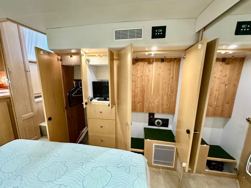 Slide: The Image of Close-up of engine details on a 1995 Carver 440 Aft Cabin Motor Yacht. - 48