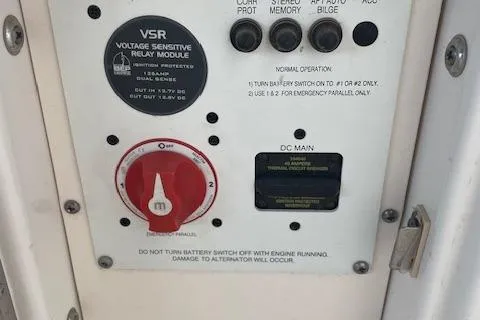 Slide: The Image of 2008 Chaparral Sunesta 264 voltage sensitive relay module and DC main panel. - 11