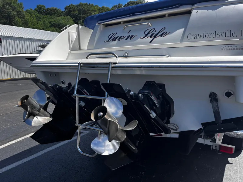 Slide: The Image of 1999 Formula 33 SS boat with dual propellers, docked in Crawfordsville, Indiana. - 3