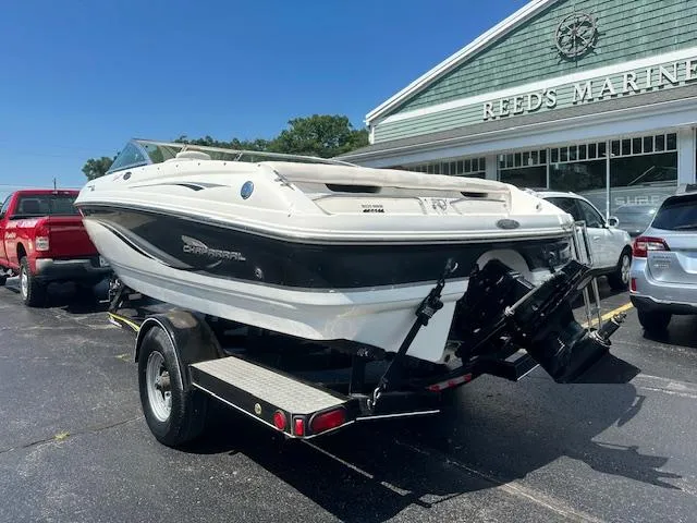 Slide: The Image of Chaparral 196 SSi 2002 boat on trailer at Reed's Marine dealership. - 2