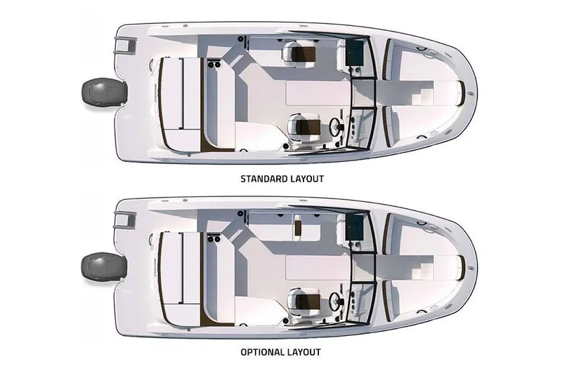 Slide: The Image of Manufacturer Provided Image: 2020 Sea Ray SPX 210 OB boat standard and optional layout diagrams. - 41