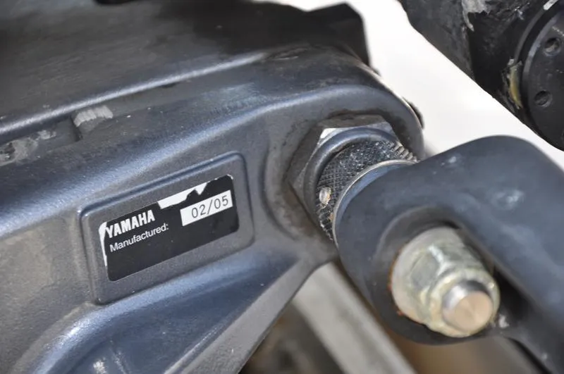 Slide: The Image of Close-up of a Yamaha engine part with manufacturing date label, February 2005. - 35