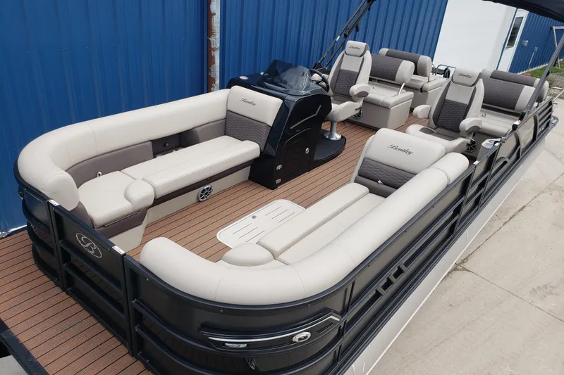 Slide: The Image of Storage compartment on 2025 Bentley Pontoons Elite 253 QSB with life jackets. - 25