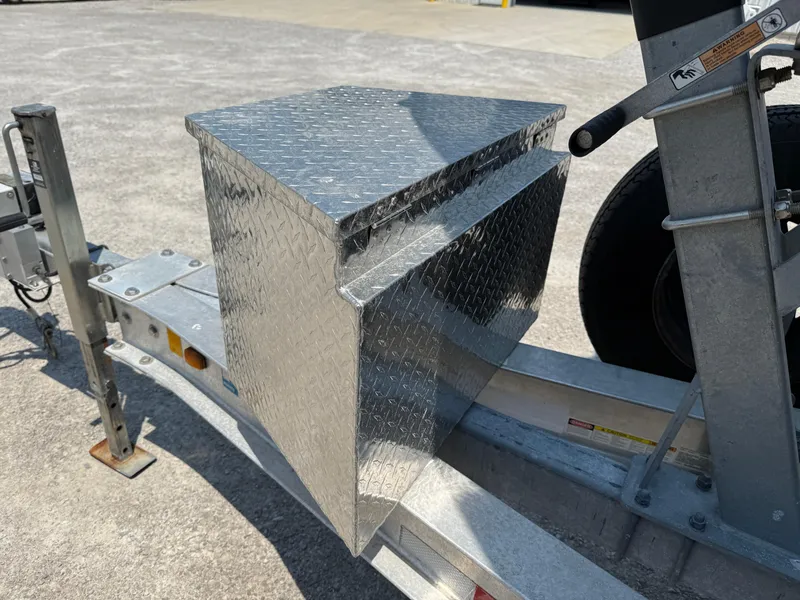 Slide: The Image of Aluminum diamond plate storage box on a 2015 Pursuit S 280 Sport trailer. - 4
