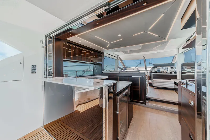 Slide: The Image of Luxurious interior of 2022 Sunseeker Manhattan 55 yacht with modern design and sleek finishes. - 35