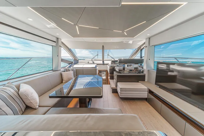 Slide: The Image of Luxurious interior of 2022 Sunseeker Manhattan 55 yacht with ocean view. - 42