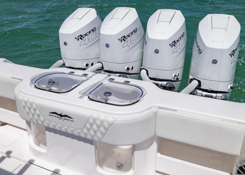 Slide: The Image of 2025 Invincible 43 Open Fisherman with four powerful Racing 400 engines. - 25