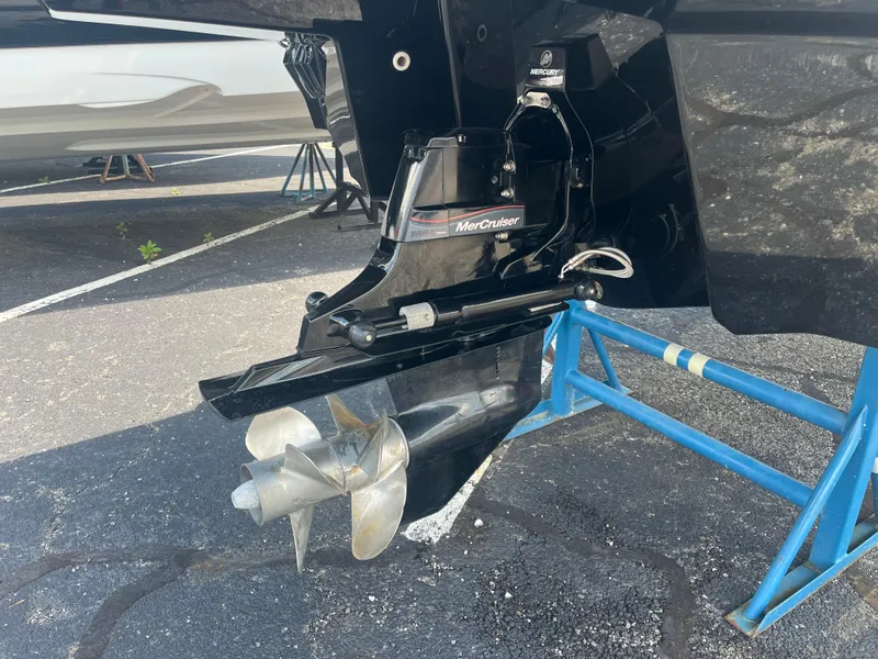 Slide: The Image of 2014 Monterey 268SS Bowrider with MerCruiser outdrive on a stand. - 3