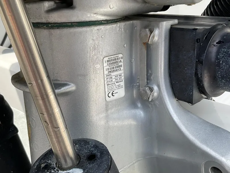 Slide: The Image of Close-up of a 2019 Protector 310 Chase engine component with a visible label. - 41