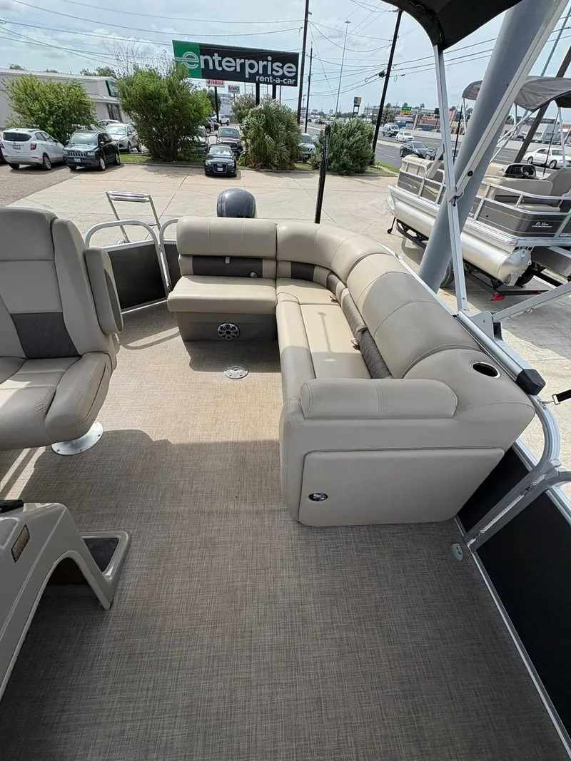 Slide: The Image of 2023 Sun Tracker Party Barge 20 DLX with spacious seating and modern design. - 13