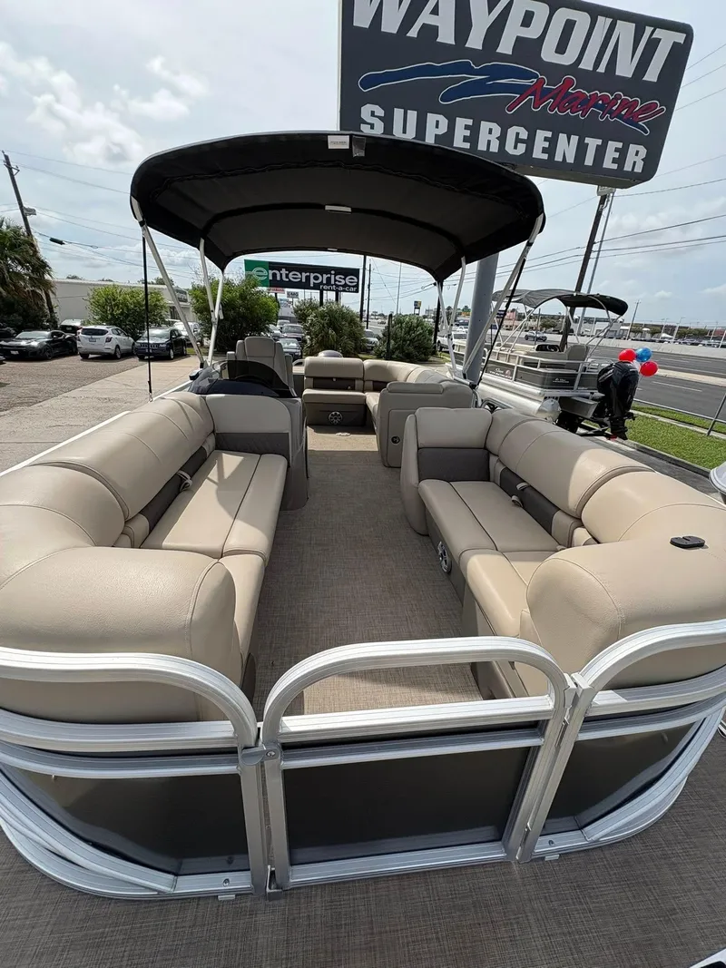 Slide: The Image of 2023 Sun Tracker Party Barge 20 DLX with spacious seating at Waypoint Marine Supercenter. - 15