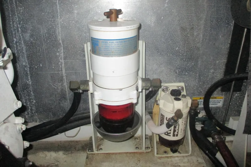 Slide: The Image of Diesel fuel filter system in 2006 Carver 466 Motor Yacht engine room. - 62