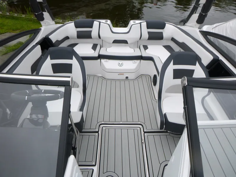 Slide: The Image of 2025 Yamaha Boats 195S interior with sleek seating and modern design. - 5