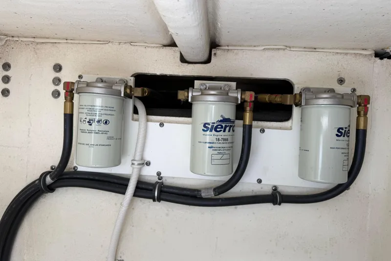Slide: The Image of Fuel filters in a 2020 Tiara Yachts 43 LS engine compartment. - 23