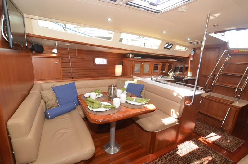 Slide: The Image of Luxurious interior of 2016 Marlow-Hunter 40 yacht with elegant dining area and modern kitchen. - 15
