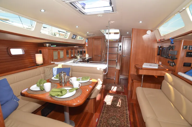 Slide: The Image of Luxurious interior of 2016 Marlow-Hunter 40 yacht with dining area and kitchen. - 18