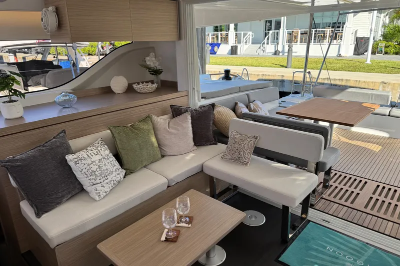 Slide: The Image of Luxurious interior of 2026 Lagoon 43 yacht with elegant seating and decor. - 44