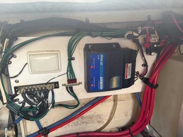 Slide: The Image of Electrical system of a 2008 Sea Ray 270 Amberjack boat, featuring wiring and components. - 13