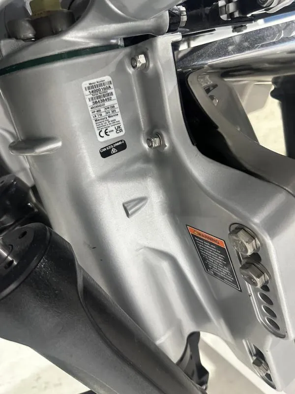 Slide: The Image of Close-up of 2024 Nor-Tech 390 Sport Center Console engine component. - 29