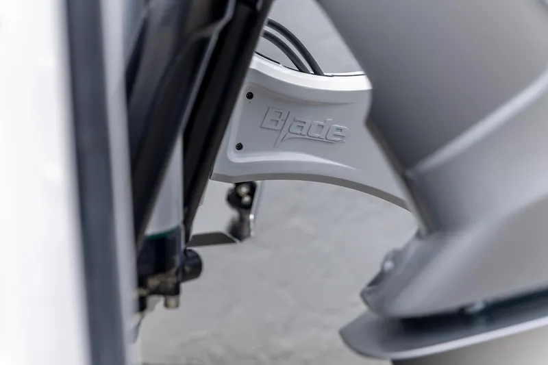 Slide: The Image of Close-up of 2025 Crevalle 24 HCO boat component with "Blade" branding. - 42
