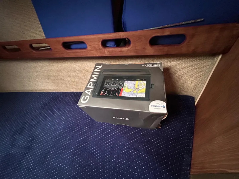Slide: The Image of Garmin GPSMAP 842xs Plus box on 1985 O'Day 35 sailboat interior. - 19