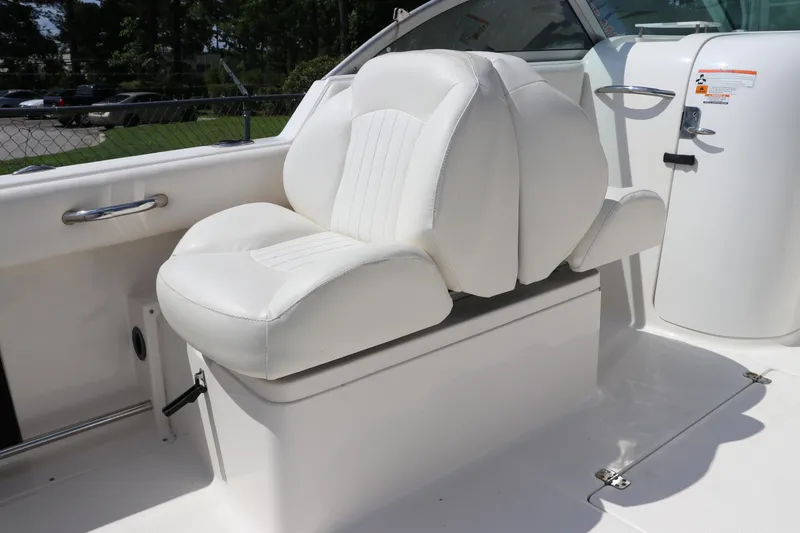 Slide: The Image of White seating on 2008 Robalo R227 Dual Console boat, showcasing comfort and design. - 16
