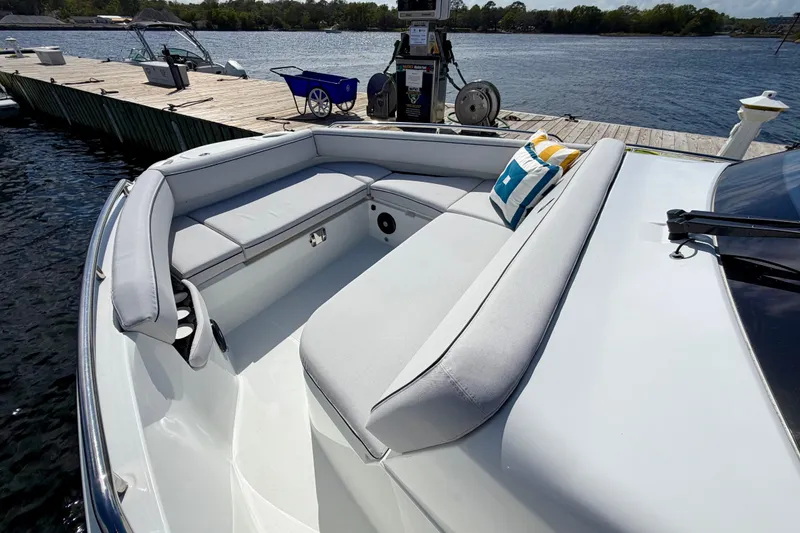 Slide: The Image of 2026 Beneteau Gran Turismo 35 boat with spacious seating at dockside. - 20