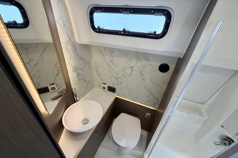 Slide: The Image of Luxurious bathroom in 2026 Beneteau Gran Turismo 35 yacht with modern fixtures. - 27