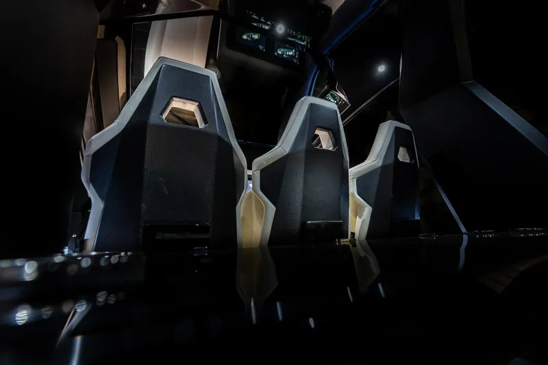 Slide: The Image of Futuristic interior of Introductory ZYARA 44, 2025 model, featuring sleek, modern seats. - 10