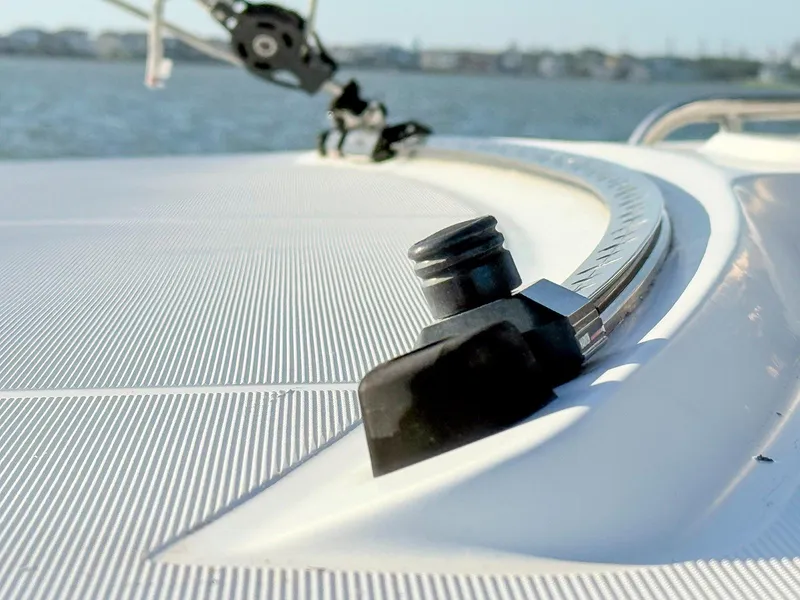 Slide: The Image of Close-up of a winch with blue rope on a 2017 Lagoon 42 sailboat. - 17