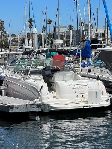 Slide: The Image of 2007 Sea Ray 290 Amberjack docked in a marina with other boats. - 5